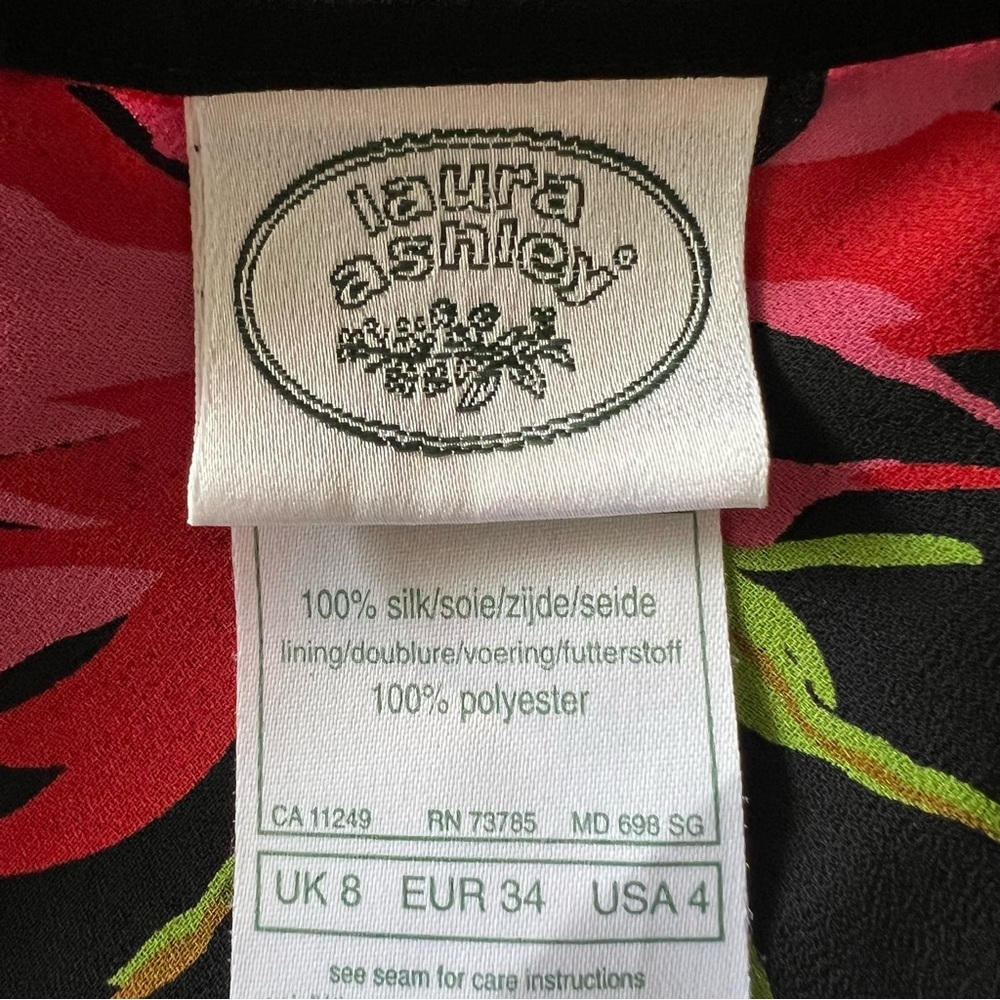 Vintage Laura Ashley 100% Silk Floral Slip Dress – Size 4 - Picture 3 of 5